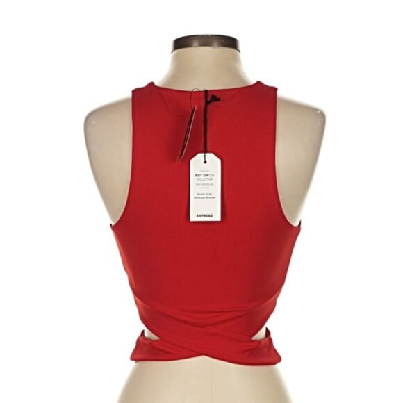 Express Women’s Red Halter Crop Top Size XS Sleeveless Stretch new with tags NWT - Picture 2 of 5